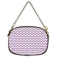 Lilac Purple & White Zigzag Pattern Chain Purse (one Side) by Zandiepants