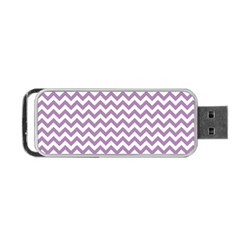 Lilac Purple & White Zigzag Pattern Portable Usb Flash (two Sides)