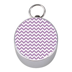 Lilac Purple & White Zigzag Pattern Silver Compass (mini)