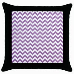 Lilac Purple & White Zigzag Pattern Throw Pillow Case (black) by Zandiepants