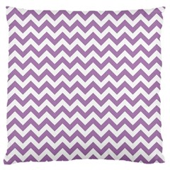 Lilac Purple & White Zigzag Pattern Large Flano Cushion Case (one Side)