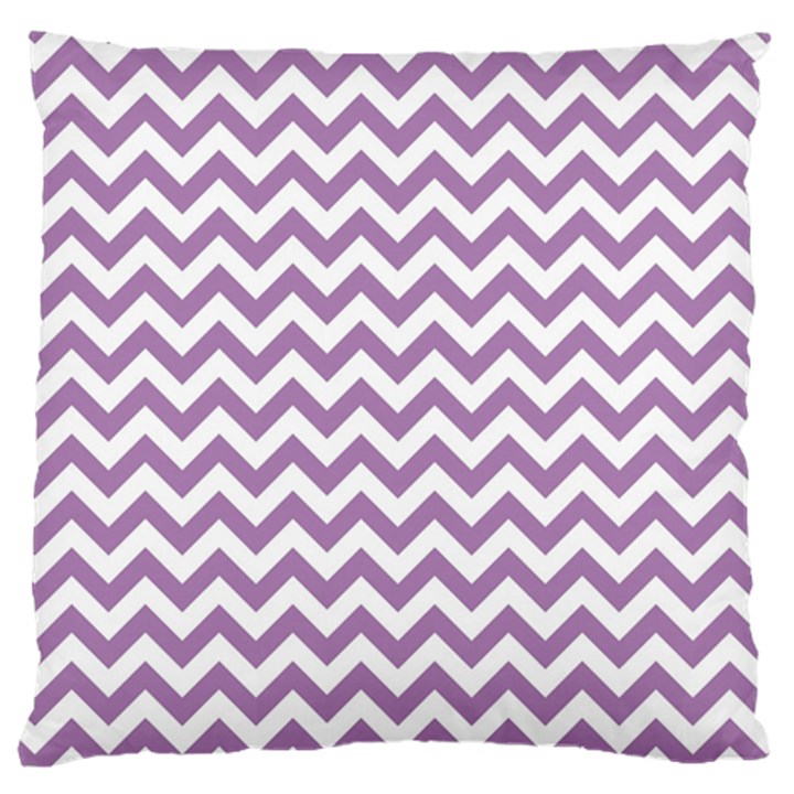 Lilac Purple & White Zigzag Pattern Large Flano Cushion Case (Two Sides)