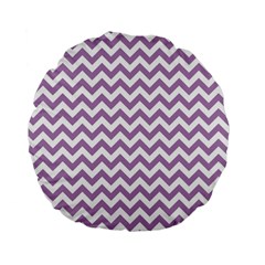 Lilac Purple & White Zigzag Pattern Standard 15  Premium Flano Round Cushion  by Zandiepants