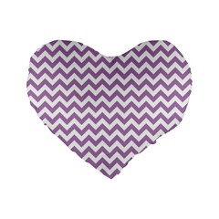 Lilac Purple & White Zigzag Pattern Standard 16  Premium Flano Heart Shape Cushion  by Zandiepants