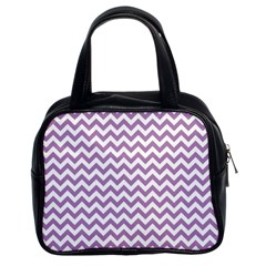 Lilac Purple & White Zigzag Pattern Classic Handbag (two Sides) by Zandiepants