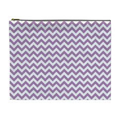 Lilac Purple & White Zigzag Pattern Cosmetic Bag (xl) by Zandiepants