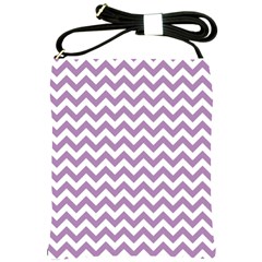 Lilac Purple & White Zigzag Pattern Shoulder Sling Bag by Zandiepants