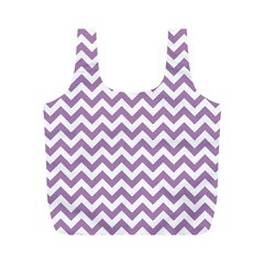 Lilac Purple & White Zigzag Pattern Full Print Recycle Bag (m) by Zandiepants