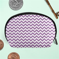 Lilac Purple & White Zigzag Pattern Accessory Pouch (large) by Zandiepants