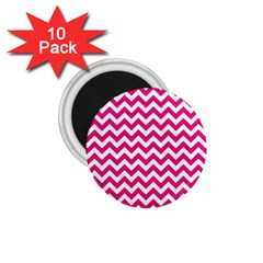 Hot Pink & White Zigzag Pattern 1 75  Magnet (10 Pack)  by Zandiepants