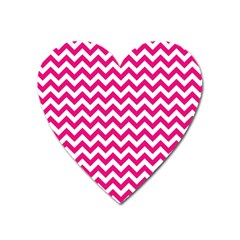 Hot Pink & White Zigzag Pattern Magnet (heart) by Zandiepants