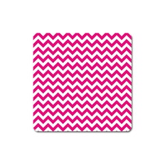 Hot Pink & White Zigzag Pattern Magnet (square) by Zandiepants