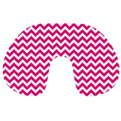 Hot Pink & White Zigzag Pattern Travel Neck Pillow by Zandiepants