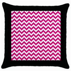 Hot Pink & White Zigzag Pattern Throw Pillow Case (black) by Zandiepants