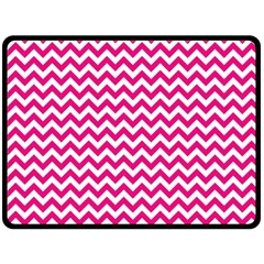 Hot Pink & White Zigzag Pattern Fleece Blanket (large) by Zandiepants