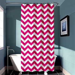 Hot Pink & White Zigzag Pattern Shower Curtain 36  X 72  (stall)