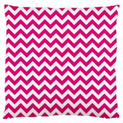 Hot Pink & White Zigzag Pattern Large Cushion Case (two Sides) by Zandiepants