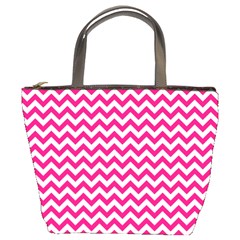 Hot Pink & White Zigzag Pattern Bucket Bag by Zandiepants