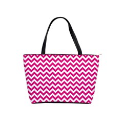 Hot Pink & White Zigzag Pattern Classic Shoulder Handbag by Zandiepants