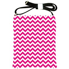 Hot Pink & White Zigzag Pattern Shoulder Sling Bag by Zandiepants