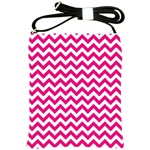 Hot Pink & White Zigzag Pattern Shoulder Sling Bag Front