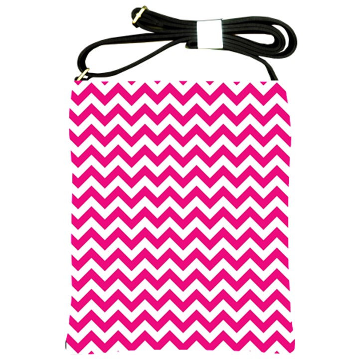 Hot Pink & White Zigzag Pattern Shoulder Sling Bag