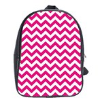 Hot Pink & White Zigzag Pattern School Bag (XL) Front