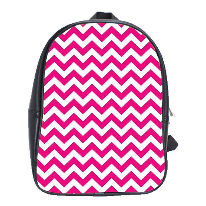 Hot Pink & White Zigzag Pattern School Bag (XL)