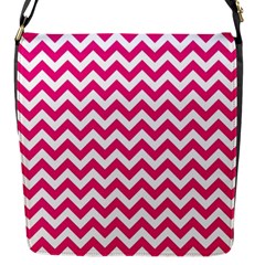 Hot Pink & White Zigzag Pattern Flap Closure Messenger Bag (s) by Zandiepants