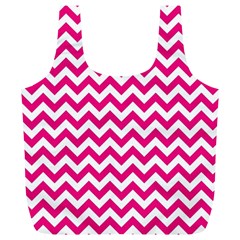 Hot Pink & White Zigzag Pattern Full Print Recycle Bag (xl) by Zandiepants