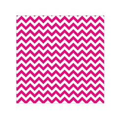 Hot Pink & White Zigzag Pattern Small Satin Scarf (square)