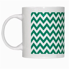 Emerald Green & White Zigzag Pattern White Mug by Zandiepants