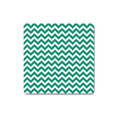 Emerald Green & White Zigzag Pattern Magnet (square) by Zandiepants