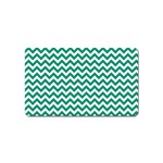 Emerald Green & White Zigzag Pattern Magnet (Name Card) Front