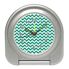 Emerald Green & White Zigzag Pattern Travel Alarm Clock by Zandiepants