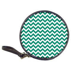 Emerald Green & White Zigzag Pattern Classic 20-cd Wallet by Zandiepants