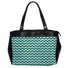 Emerald Green & White Zigzag Pattern Oversize Office Handbag by Zandiepants