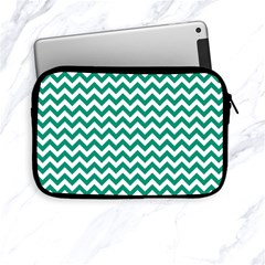 Emerald Green & White Zigzag Pattern Apple Ipad Mini Zipper Case by Zandiepants