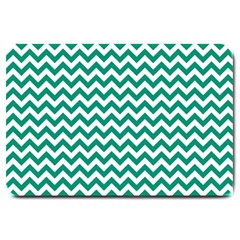 Emerald Green & White Zigzag Pattern Large Doormat by Zandiepants