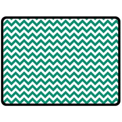 Emerald Green & White Zigzag Pattern Fleece Blanket (large) by Zandiepants