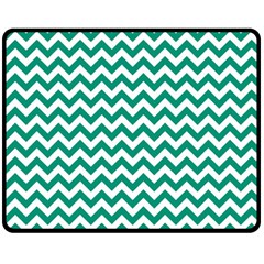 Emerald Green & White Zigzag Pattern Fleece Blanket (medium) by Zandiepants