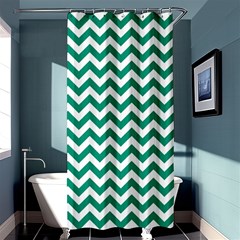 Emerald Green & White Zigzag Pattern Shower Curtain 36  X 72  (stall)