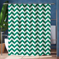 Emerald Green & White Zigzag Pattern Shower Curtain 60  X 72  (medium)