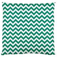 Emerald Green & White Zigzag Pattern Large Flano Cushion Case (one Side) by Zandiepants