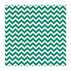 Emerald Green & White Zigzag Pattern Medium Glasses Cloth (2 Sides) by Zandiepants