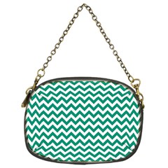 Emerald Green & White Zigzag Pattern Chain Purse (two Sides) by Zandiepants