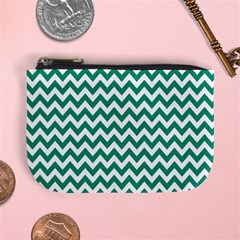 Emerald Green & White Zigzag Pattern Mini Coin Purse by Zandiepants