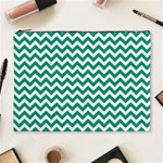 Emerald Green & White Zigzag Pattern Cosmetic Bag (XL) Front