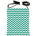 Emerald Green & White Zigzag Pattern Shoulder Sling Bag Front