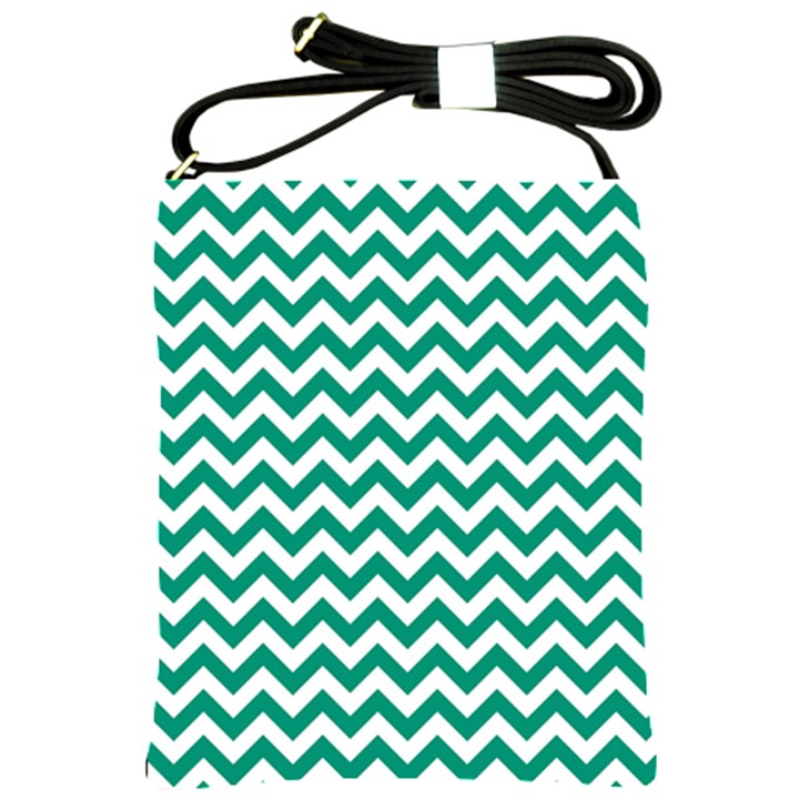 Emerald Green & White Zigzag Pattern Shoulder Sling Bag